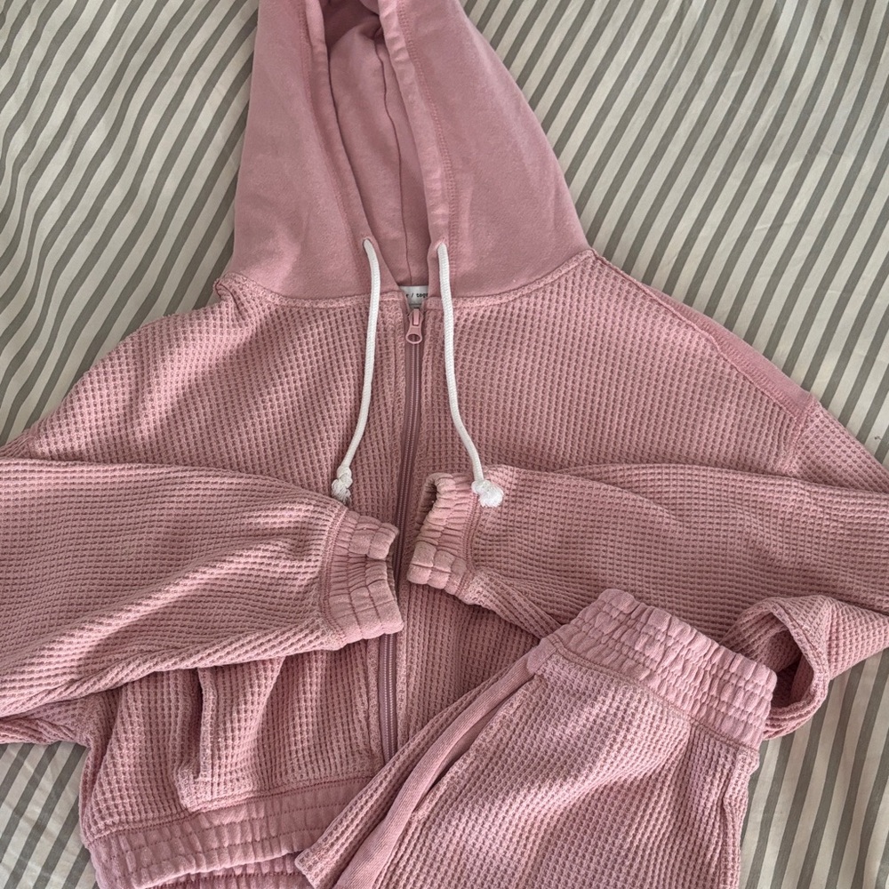 Waffle-Knit Pink Lounge set